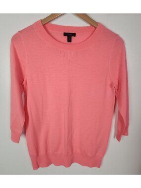 J. Crew Women's Sz. S Coral 100% Merino Wool Coral 3/4 Sleeve Top